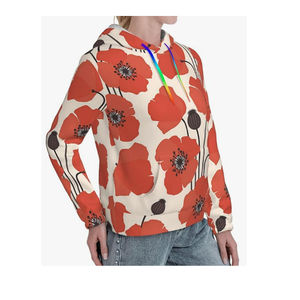 Sudaderas con capucha de algodón con estampado floral de gran tamaño para mujer Logotipo personalizado Estilo funky sublimado para invierno y primavera Tamaño OEM - Product Image 5