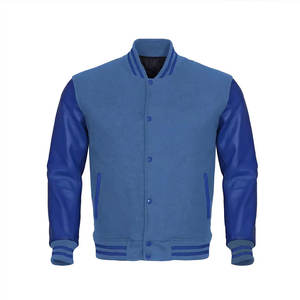 Chaquetas de béisbol de retazos de alta calidad con diseño personalizado OEM, chaquetas universitarias de talla grande bordadas de ajuste Regular para exteriores para hombre - Product Image 1