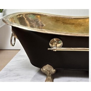 Brass bathtub with black coated transforms ordinary bathrooms into luxurious sanctuaries glamorous crafted by Indian artisans - Product Image 5