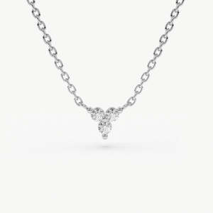 Collier Trio de Diamants Ronds de Laboratoire 0,09 carats total, Couleur G, Pureté SI, Or Massif 14K, Cadeau Temps Présent Futur - Product Image 1