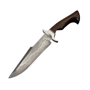 Cuchillo de caza hecho a mano personalizado Material de hoja San Mai Acero con mango de madera Funda de cuero OEM Soporte personalizado para bricolaje. - Product Image 1