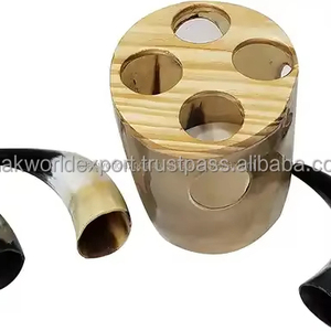 Ensemble de 4 verres à liqueur médiévaux en corne de bœuf véritable, cornes à boire viking, support en corne de buffle poli, décoratif, haut de gamme, vente chaude - Product Image 5
