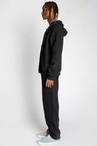 Sudadera con capucha con cremallera completa Negra personalizada de fábrica para hombres 460 GSM algodón de doble capa peso pesado patrón sólido estampado ODM suministro para invierno - Product Image 6