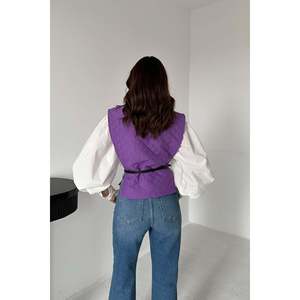 Ensemble chemise et poncho à ceinture violette - Violet - Product Image 6