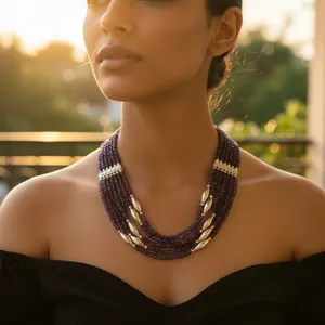 Collar de Cuentas de Turquesa y Ópalo - Joyería de Mujer Chapada en Oro de Moda - Product Image 1