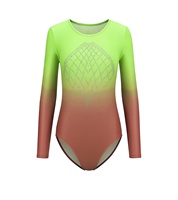Justaucorps de gymnastique pour enfants personnalisables de haute qualité, à manches longues, avec strass brillants, en tissu Spandex, pour l'entraînement de ballet, OEM