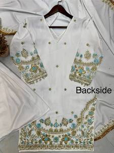 EID Đặc biệt thiết kế xu hướng hàng đầu với <span class=keywords><strong>sequans</strong></span> thêu làm việc hàng đầu với sarara và dupatta với ren làm việc - Product Image 6