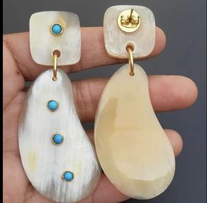 Pendientes de cuerno modernos para mujer Nueva moda Estilo animal Joyería de moda India Técnica pulida ¡Gran valor! ARTESANÍA JAVED - Product Image 3