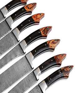 Juego de Cuchillos de Chef Profesionales Burraq de 7 Piezas, Hechos a Mano con Acero de Damasco, Mango de Madera, Ambidiestros, Aptos para Lavavajillas, Regalo Moderno - Product Image 4