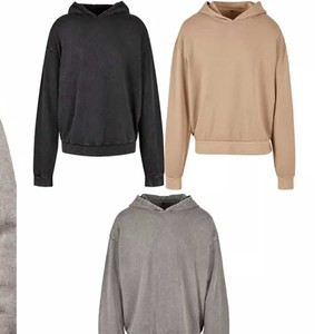 เสื้อฮู้ดดี้ผู้ชายทรงโอเวอร์ไซส์ ล้างสีแบบแอซิดวอช สไตล์วินเทจ ขาดๆ แบบยูนิเซ็กซ์ - Product Image 2