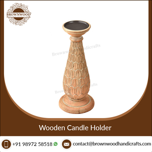 Candelabros antiguos blancos de madera de mango para Navidad y boda Candelabro de madera decorativo para el hogar Candelabros de madera - Product Image 3