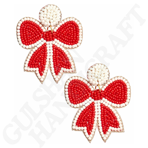 Boucles d'oreilles en perles Emma Bow faites à la main Bijoux élégants et chics pour mariages, fêtes et style de tous les jours au design intemporel pour filles - Product Image 5