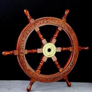 Roue de bateau en bois tenture murale roue de bateau en bois poli blanc décoration nautique et tentures murales pour la décoration de la maison - Product Image 2