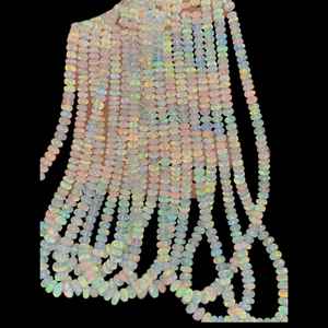 Cuentas de Rondelle lisas de ópalo etíope de 5-7mm, hebra de ópalo de fuego Natural, cuentas de piedras preciosas sueltas para collar, pulsera, fabricación de joyas - Product Image 4