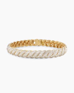 Women's 18K Gold Plated <b>White</b> Diamond <b>Bracelet</b> Fashion Jewelry with Sculpted Cable Design for Gift - Product Image 1