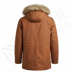 Breathable <b>Men</b> Winter Parka Jacket Turn Down Collar Long Fox Fur Trim Thick Filled Eco Friendly Bamboo Fiber <b>Thermal</b> <b>Wear</b> - Product Image 2