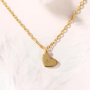 Jeulia Custom Engraved <b>Initial</b> Heart Plate <b>Necklace</b> Perfect Gift - Product Image 2