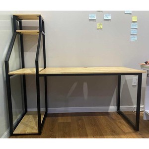 Integrated <b>Computer</b> Desk with CPU Shelf Bookshelf Drawer-Rubber Wood and Iron Frame COD68042 <b>Computer</b> <b>Table</b> - Product Image 5