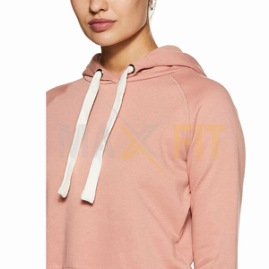 Sudadera lisa de Color rosa claro, sudaderas con capucha para mujer, jersey de manga larga, sudaderas cortas personalizadas para mujer - Product Image 4