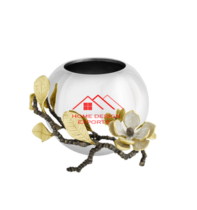 Florero de metal con acabado plateado hecho a mano de gran venta 2025 a precio mayorista - Product Image 4