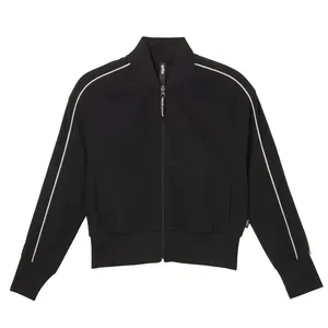 Veste de sport à la mode pour femmes recadrée Zip Up Retro Stripe Sleeve Respirant Yoga et Pilates Veste Gym Top - Product Image 4