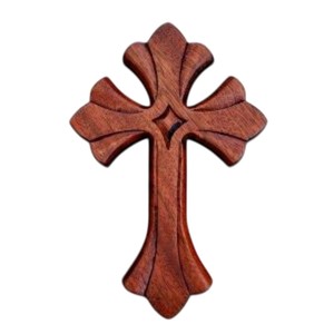 Croix en bois sculptée à la main Tenture murale religieuse en bois dur massif Décoration murale chrétienne pour la maison et l'église Cadeau spirituel unique - Product Image 1