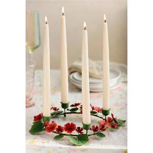 Elegant Floral Wreath Metal Candle Holder Taper Candelabra <b>Centerpiece</b> for Wedding Table <b>Christmas</b> Advent & Luxury Home Decor - Product Image 1