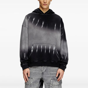 2025 nouvelle mode OEM personnalisé Vintage Streetwear cravate-teinture imprimé Jersey polaire côtelé poignets ourlet 100% coton à capuche pour hommes - Product Image 4