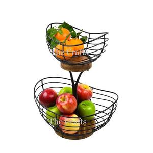 Hôtellerie Et Panier Suspendu De Restaurant En Fer Noir Couleur Ustensiles De Cuisine Panier De Fruits À 2 Niveaux À Des Prix Raisonnables - Product Image 5