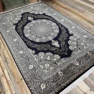 Grand tapis vintage 6,3x9,9 pieds, tapis turc en laine noir à pois - Product Image 2