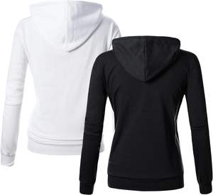 Sudadera con capucha básica ligera con cremallera 80% Algodón 20% poliéster chaqueta con capucha fina de manga larga para mujer dentro de bolsillo oculto Sudadera con capucha - Product Image 3