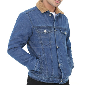 Veste en jean légère taille plus personnalisée pour hommes, design unique à col montant vintage pour l'hiver - Product Image 1
