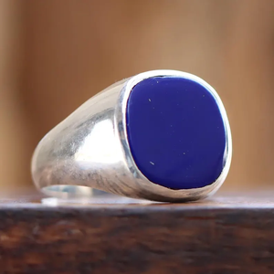 Men's Bohemian 925 Sterling Silver <b>Ring</b> Genuine Solid Natural <b>Lapis</b> <b>Lazuli</b> Classic Style Daily Wear Jewelry Christian Religious - Product Image 1