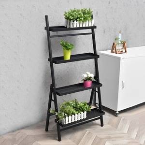Noir jardin décor extérieur intérieur Pot plante support fleur support métal fer forgé ménage étagère nouveau 4 couches fleur étagère - Product Image 1