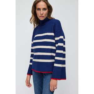 Cardigan décontracté rayé de haute qualité pour femme, en tricot chenille respirant avec appliques, idéal pour l'hiver, doté d'une face non tissée - Product Image 1