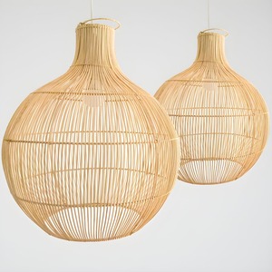 French-Style LED <b>Light</b> Fixture <b>Pendant</b> Vietnamese Woven <b>Rattan</b> Lampshade Hanging Shade Modern Traditional for Living Room - Product Image 5