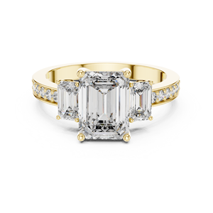 <b>VINTAGE</b> 2CT Lab Grown Emerald Cut Diamond Luxury <b>Ring</b> Pave Set 18KT Yellow <b>Gold</b> Rhodium Plated Engagement Valentine Parties Gift - Product Image 4
