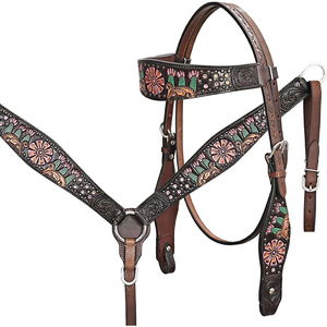Cabecera ecuestre occidental hecha a mano y cuello de pecho Equipo de carreras de barril más vendido a precio mayorista Cuero puro - Product Image 5