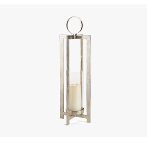 Portavelas decorativo de aluminio, farol para el jardín del hogar, decoración de boda para interiores y exteriores, tarro de vela de cristal, farol hecho a mano - Product Image 1