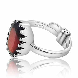 NOVAMART Fine Gomed <b>Ring</b> 4.25 Ratti 12.25 Natural Certified Hessonite <b>Garnet</b> Astrological Gemstone Adjustable <b>Silver</b> Crystal Who - Product Image 5