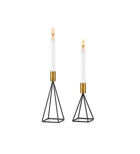 Bulk Decorative <b>Gold</b> Iron Taper <b>Candle</b> Holder - Elegant Geometric Centerpiece for Wedding Events Parties and Dining Table Decor - Product Image 1