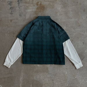 Chemise d'été à carreaux décontractée personnalisée vintage sérigraphie Boxy Fit unisexe boutons double couche chemise à manches longues pour hommes - Product Image 2