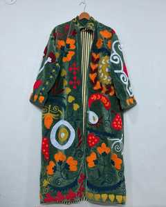 Chaqueta de terciopelo de algodón, abrigo con bordado a mano uzbeko, tela Floral Suzani, de invierno abrigo largo, albornoz Unisex, ropa de fiesta de verano - Product Image 3