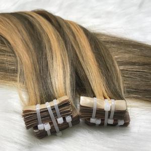 Extensiones de cabello virgen 100% de alta calidad, venta al por mayor, cabello de cinta recta Natural, gran stock, cabello crudo vietnamita, Color claro - Product Image 4