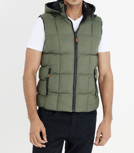 Vente en gros Bomber épais à capuche matelassé en toile imperméable et respirant pour l'hiver blouson sans manches pour hommes - Product Image 5