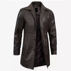 Abrigos de Cuero Formales Vintage Impermeables de Invierno para Hombre, de Primera Calidad, MOQ Bajo, con Cierre de Botones, al por Mayor - Product Image 4