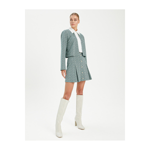 Mini-jupe à motifs pour femmes avec détail plissé, mélange de viscose, décontractée, quotidienne, très colorée - Product Image 1