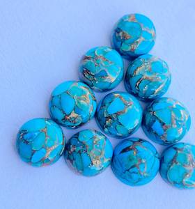 Perles de pierres précieuses turquoise en cuivre de haute qualité Cabochon forme ronde 6MM fabrication de bijoux pierres précieuses naturelles au prix de gros - Product Image 3