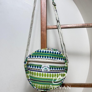 Designer Himalayan <b>Round</b> Hemp Crossbody Bag Handmade Eco-Friendly <b>Sling</b> Bag with Zipper Boho Travel Shoulder Bag for Women & Men - Product Image 1