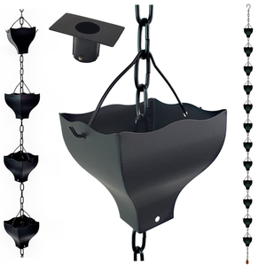 Chaîne de pluie en métal argenté de différents designs pour la maison et le jardin, gouttière décorative suspendue pour fleurs, gouttière de descente d'eau - Product Image 4